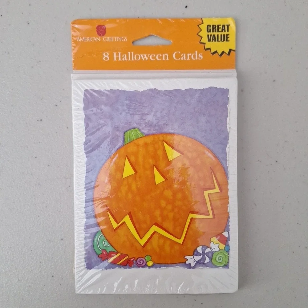 Vintage American Greetings Halloween Cards Jack-O-Lantern Pumpkin 8 Cards